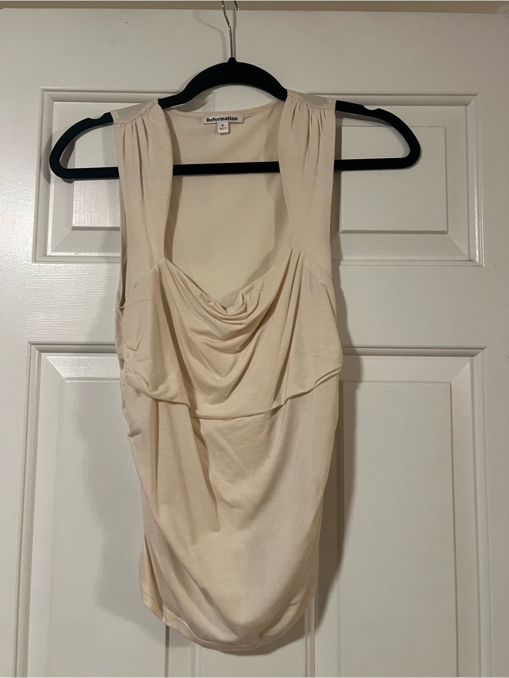 Reformation Cream Draped Sleeveless Camisole